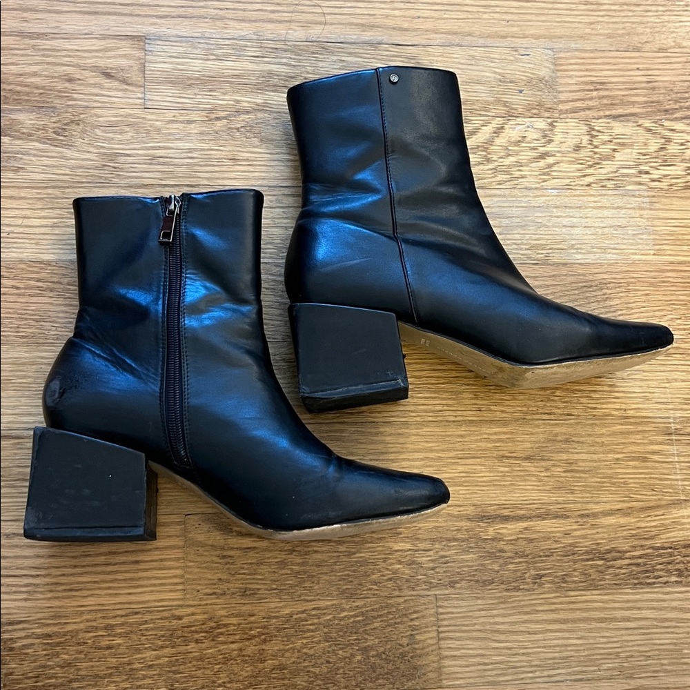 French connection Black Leather Ankle Boots